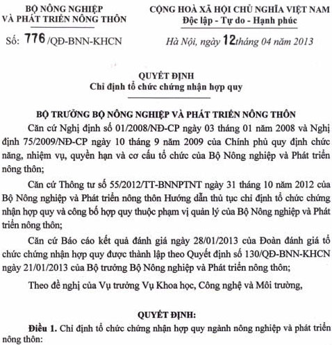 Đón nhận chứng nhận Hợp quy QCVN01-77:2011/BNNPTNT, Mỹ Phú Hậu ...